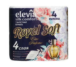 Туалетная бумага Elevia 4сл. 4шт. Royal perfume (18)