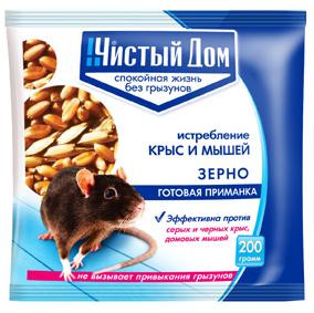 Приманка от грызунов Чистый дом зерно 200гр. пакет 03-028 (50)