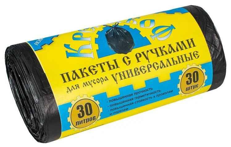 Мешок для мусора 30л./30шт. КРЕПАКОФ с ручками 9мк (50)***