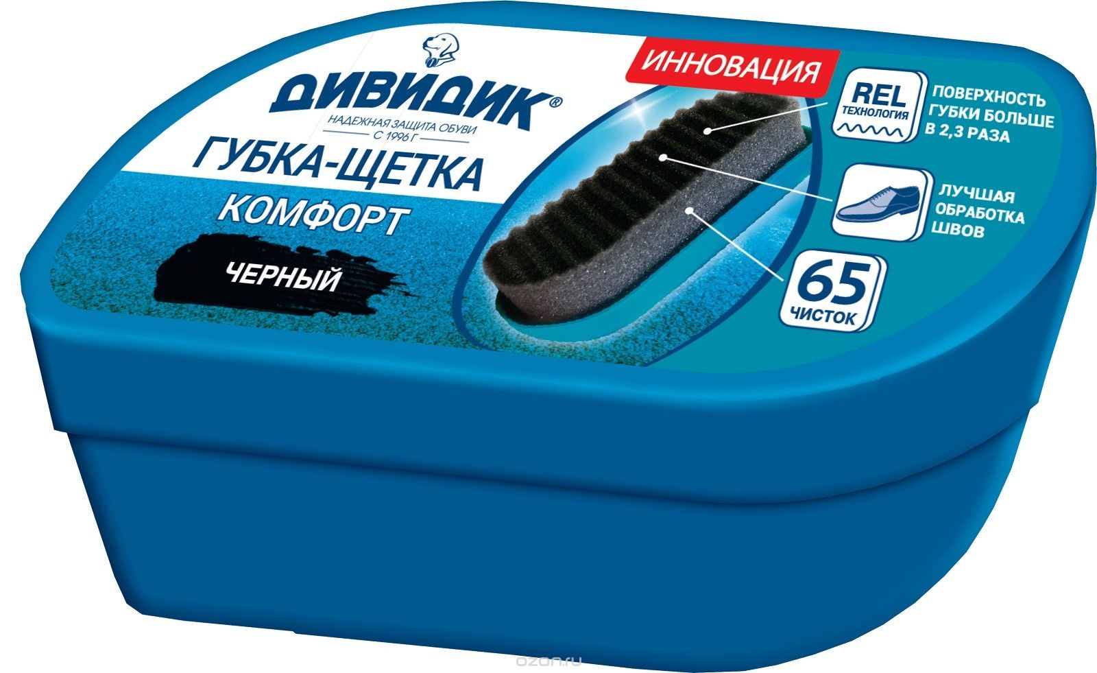 Губка для обуви Дивидик Черн. Комфорт губка-щетка