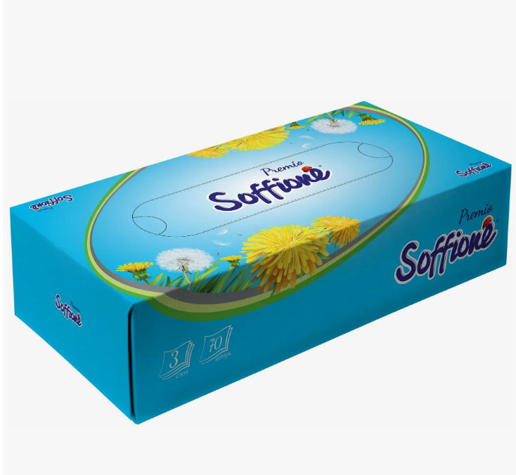 Салфетки бумажные 70л. 3cл. Soffione КОРОБКА