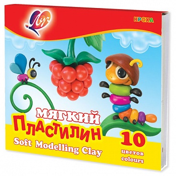 Пластилин 10цв. Луч 150гр. Кроха мягкий+стек