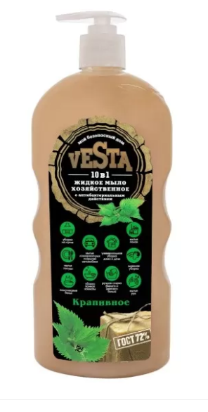 Мыло жидк. Vesta 1л. Хоз. Крапивное (16)