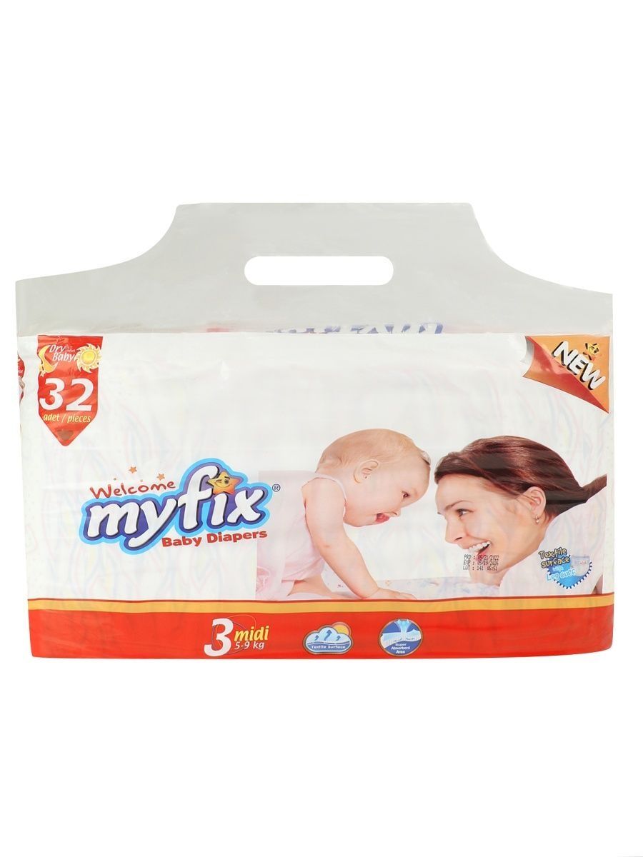 Подгузн. myfix --3-- 5-9кг. 32шт. Миди