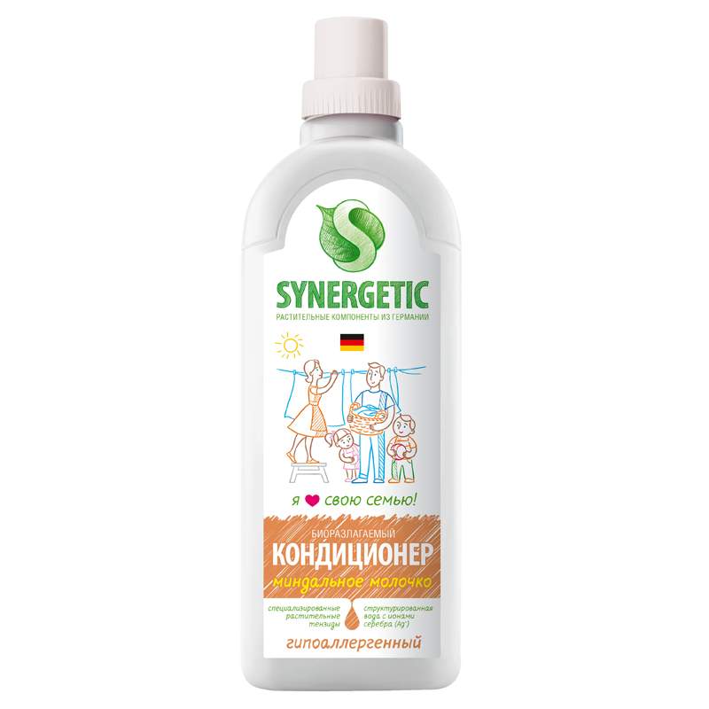 Конд. для белья Synergetic 1л. Миндальное молчко Гипоаллергенный (8)