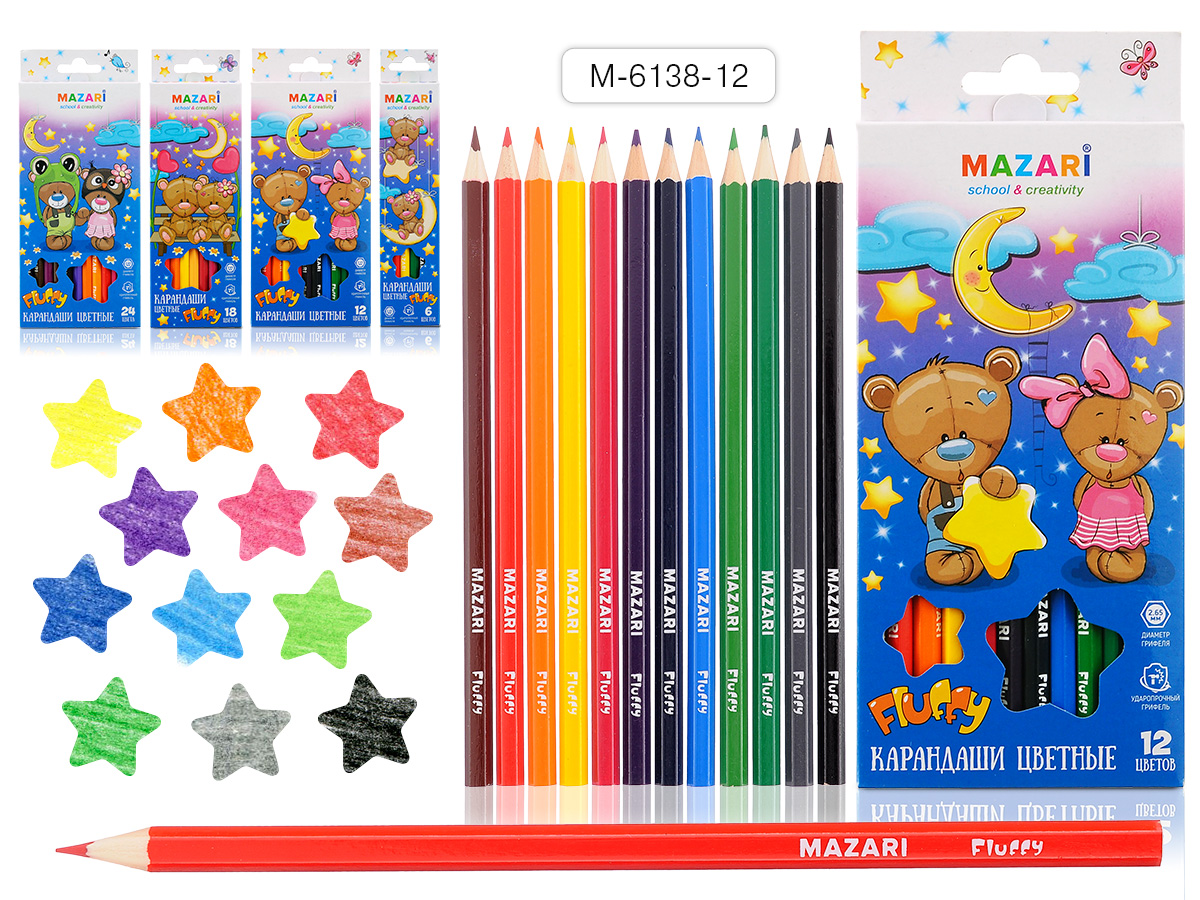 Набор цв. карандашей 12цв. Mazari Fluffy