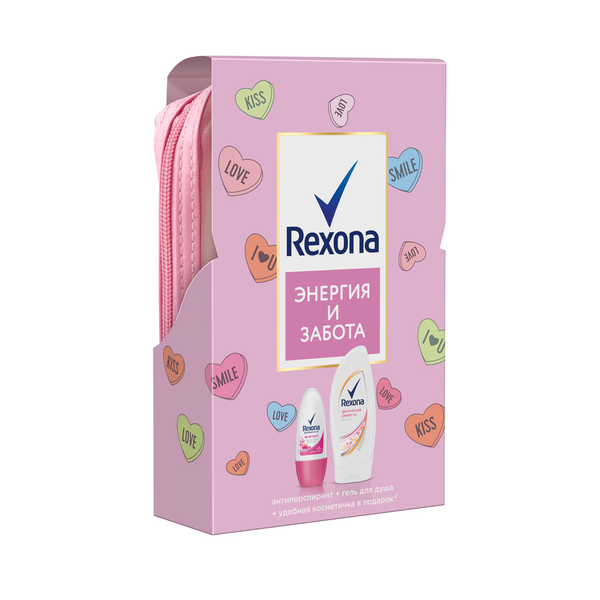 ПН/ЖЕН. Rexona Энергия и забота( Гель д/д 250мл+АП 50мл+косметичка)