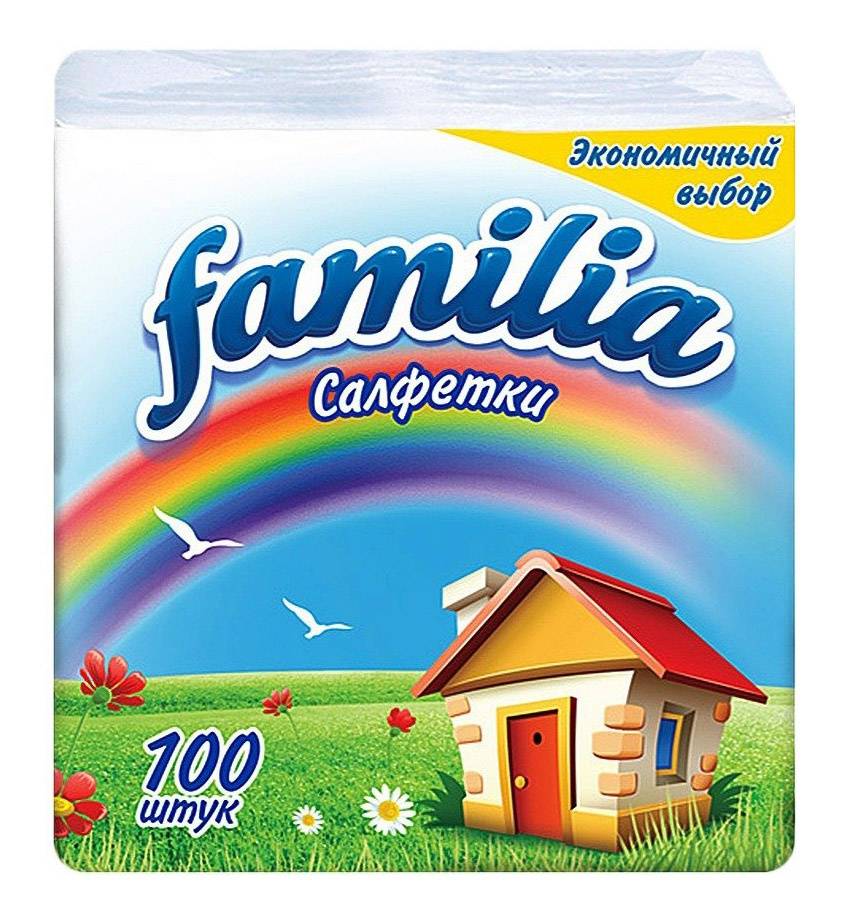 Салфетки бумажные . 100л. белые 24*24 FAMILIA (24/1296)