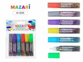 Гель с блестками 6цв. Mazari 6мл. д/декора