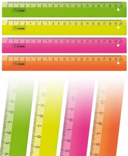 Линейка пласт. 20см. Стамм Neon Cristal (уп.20шт.)