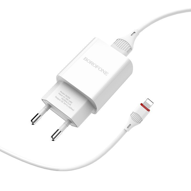 Сетевое зарядное устройство 2,1А белый Borofone BA20A микро