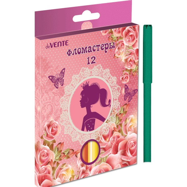 Фломастеры 12цв. DeVente Princess вент. карт.кор.