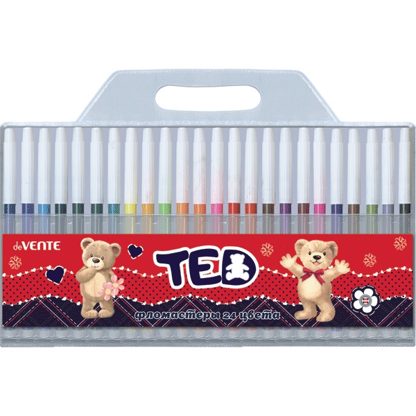 Фломастеры 24цв. DeVente Мишка Ted невент. блистер