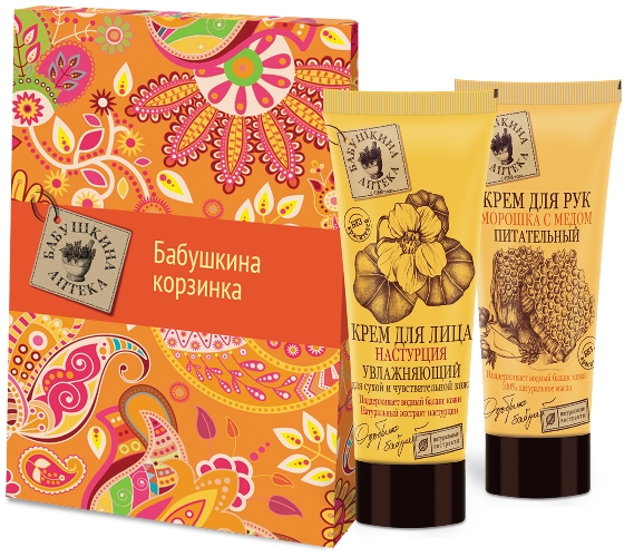 ПН/ЖЕН. Бабушкина аптека Бабушкина корзинка (Крем д/лица 75мл.+Крем д/рук 75мл.)