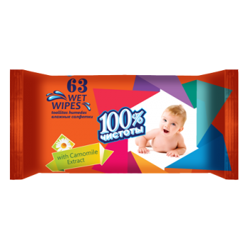 Салфетки влажные 100%Чистоты 63шт.