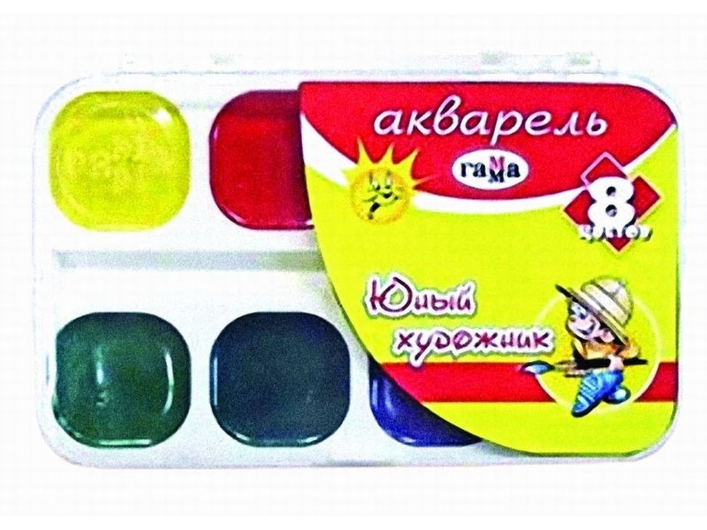 Краски акварель 8цв. Гамма ЮХ пласт.уп.