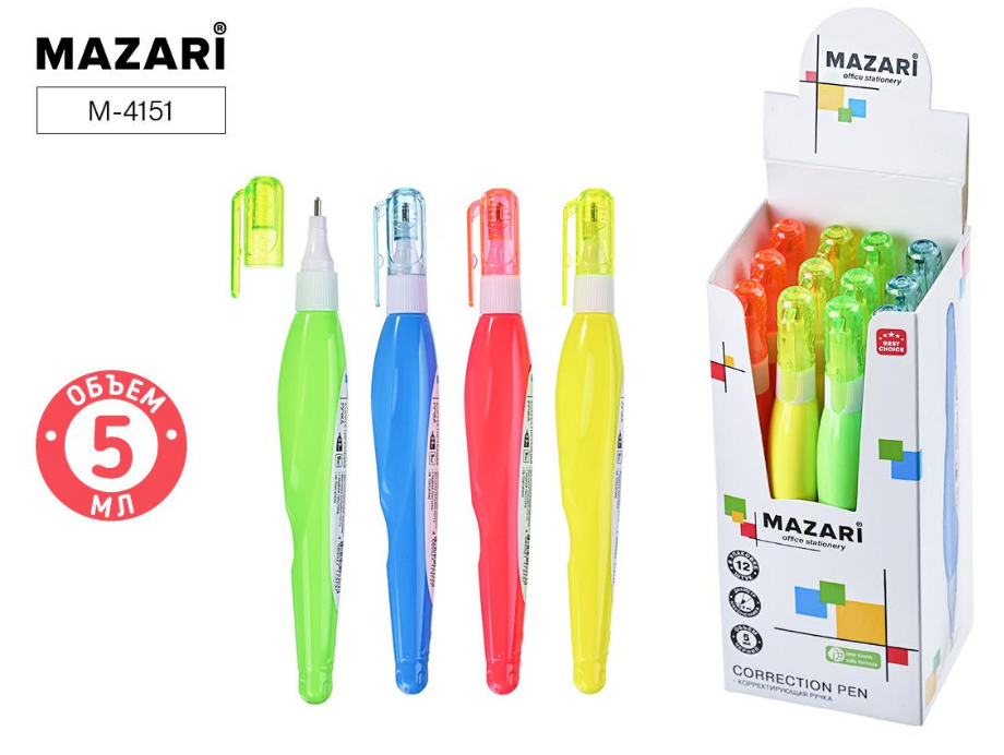 Корр.каранд. Mazari 5ml НЕОН (уп.12)