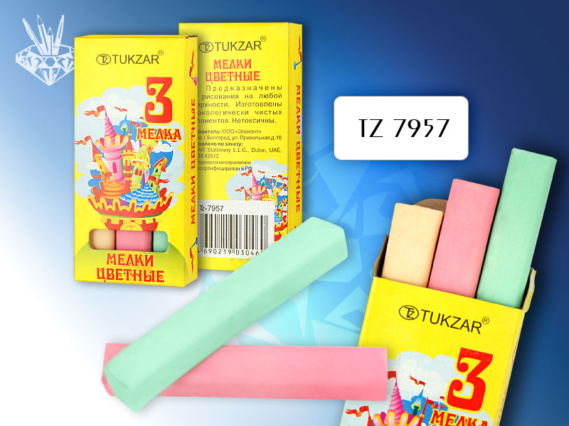 Набор мела цветного 3шт. Tukzar
