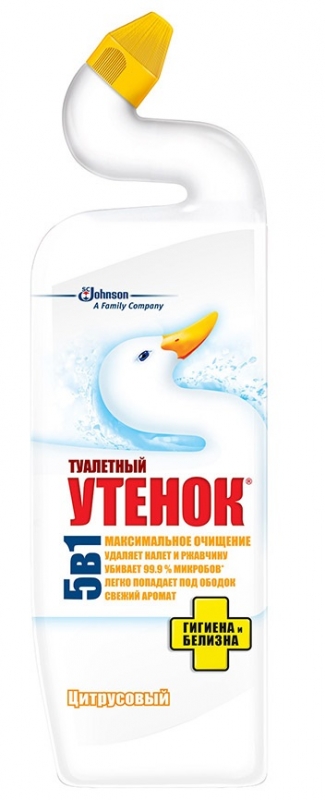 Ср-во Туалетный утенок 750мл. д/туалета 5в1 Гиг. и белизна Цитрус
