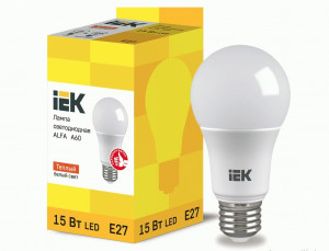 Лампа светодиодная IEK A60 E27 15W 1350lm 3000K 110*60 матов (6)