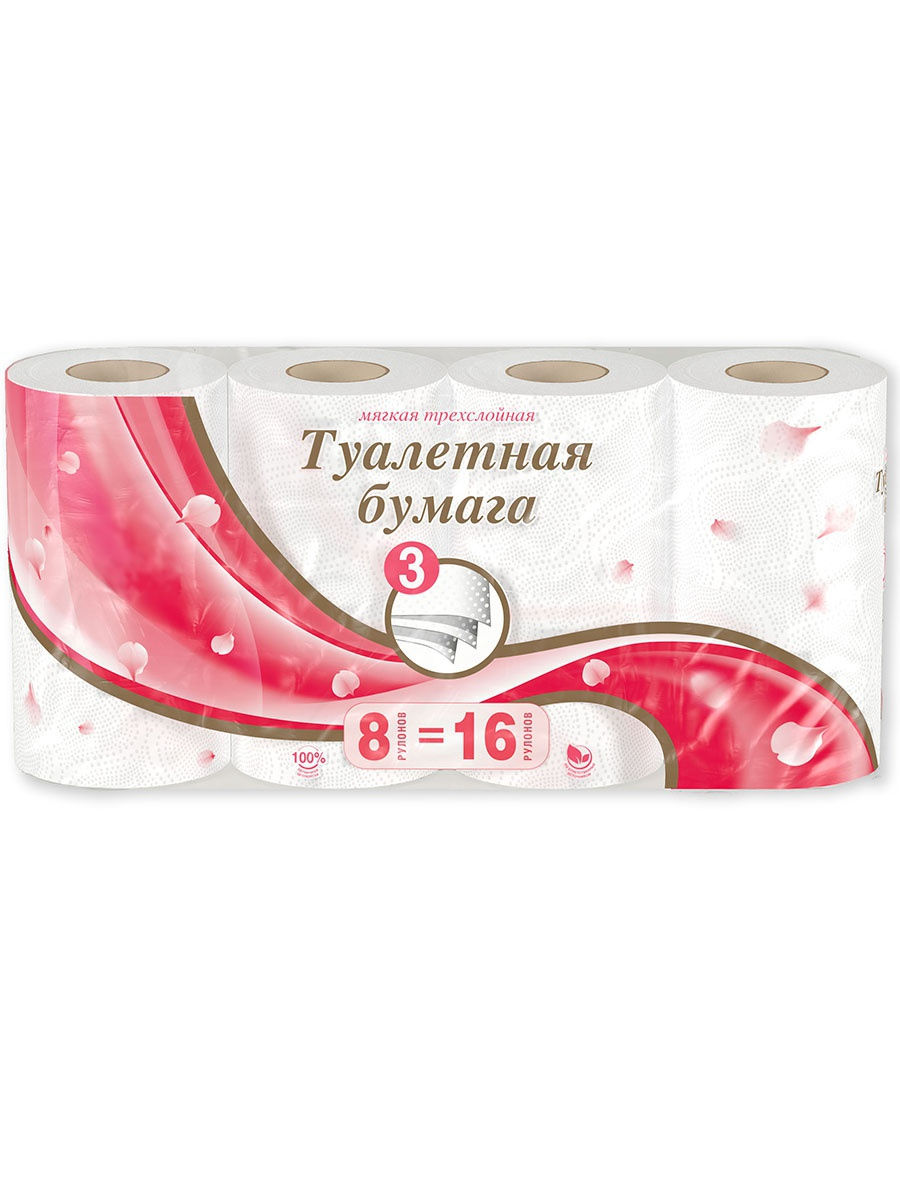 Туалетная бумага NoName 3сл. 8рул. 30м.