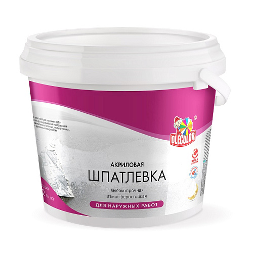 Шпатлевка OLECOLOR акриловая д/наружних работ 0,9кг. (12)