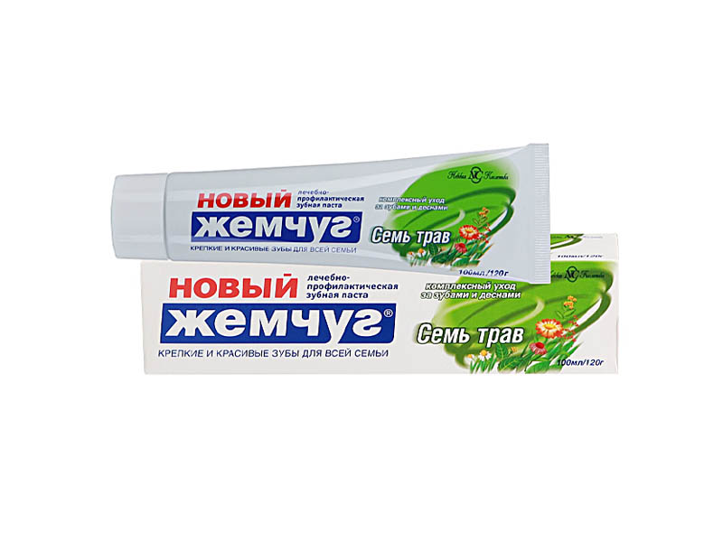 Зубн.паста Новый жемчуг 100мл. Семь трав в/ф (40)