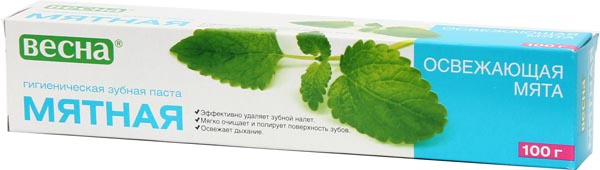 Зубн.паста Весна 100г. Мятная освежающая мята В ФУТЛЯРЕ 8014