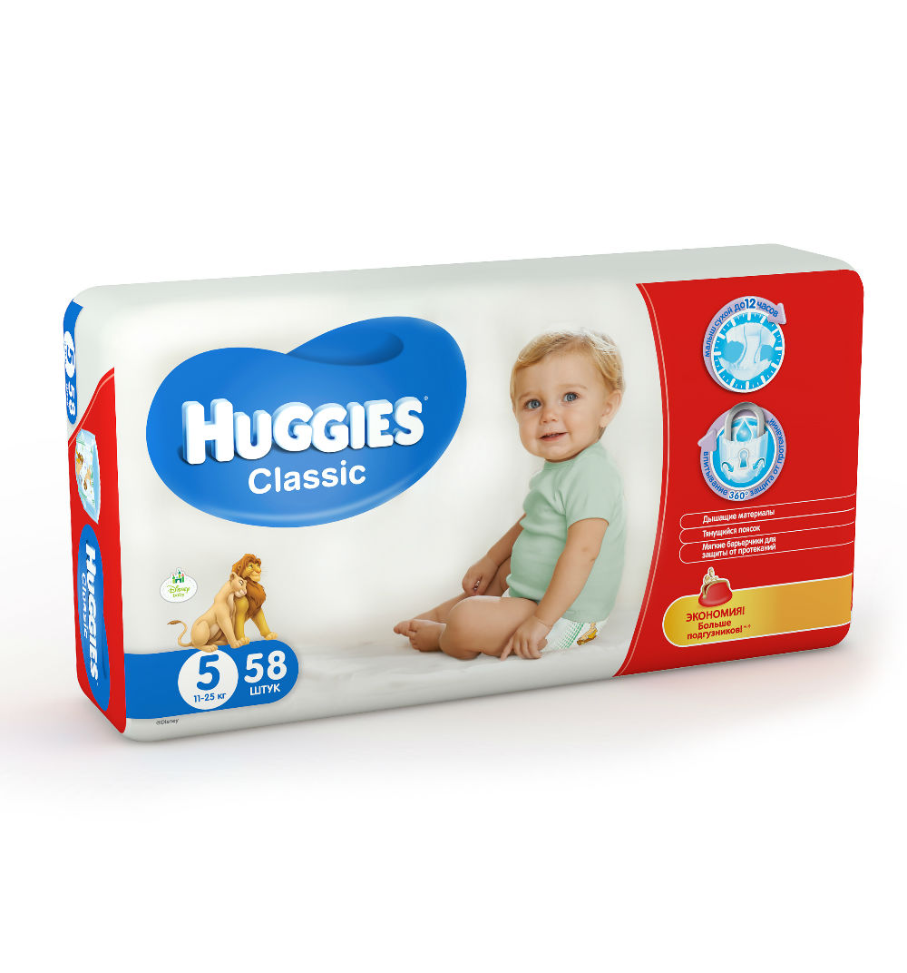 Подгузн.Huggies CLASSIC --4-- 68шт. 7-18кг.