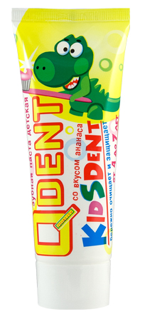 Зубн.паста Qdent Kidsdent 75мл. ананас 4+