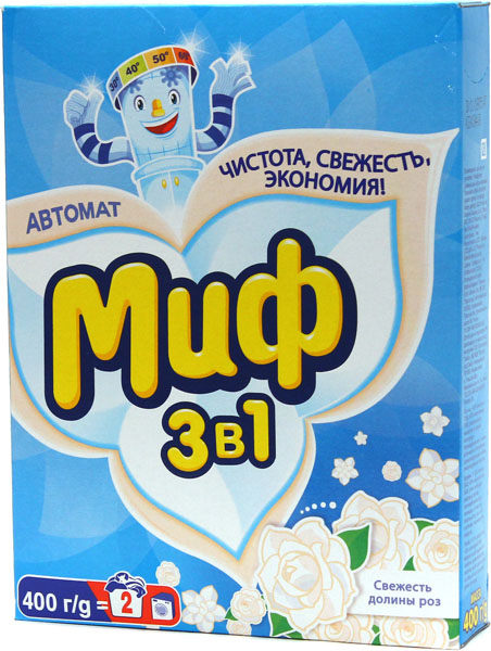 Стир.порошок МИФ авт. 400гр. 3в1 Свеж.долины роз