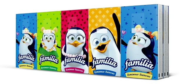 Платочки Familia 10*10шт. трехслойные