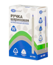 Ручка шар. масл. СИНЯЯ Basir 1мм. белый перлам корп. (уп.50)