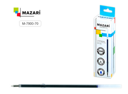 Стержень д/шар. ручек авт. СИНИЙ Mazari 107мм. 0,7мм. (уп.100)