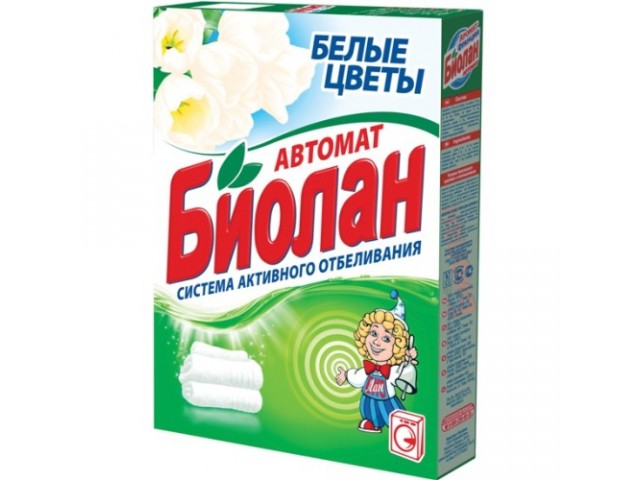 Стир.порошок Биолан авт. 350гр. Белые цветы (24)