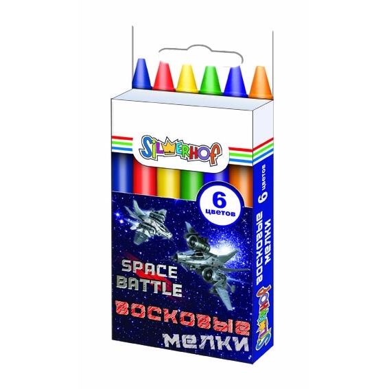 Набор воск.мелков 6цв. Silwerhof "SpaceBattle"