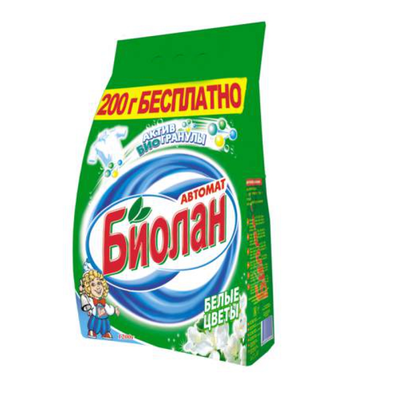 Стир.порошок Биолан авт. 1,2кг. Белые цветы (7)