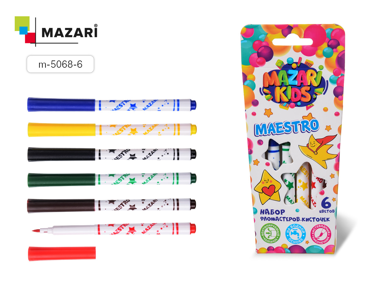 Фломастеры 6цв. Mazari MAESTRO