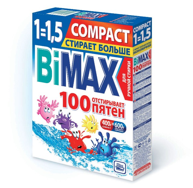 Стир.порошок Бимакс ручн. 400гр. 100 Пятен (24)