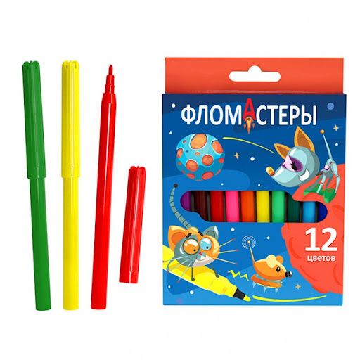 Фломастеры 12цв. Космик и Плутоша