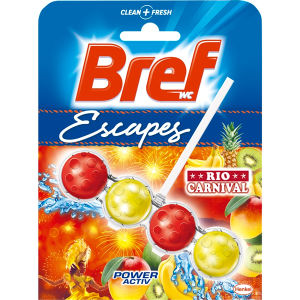 Освежитель для унитаза Bref 2*50г. блок твердый Экзотика карнавал в Рио