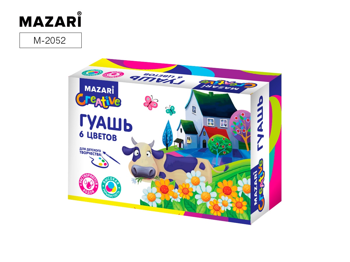 Гуашь 6цв. Mazari 20мл. ART ANIMALS