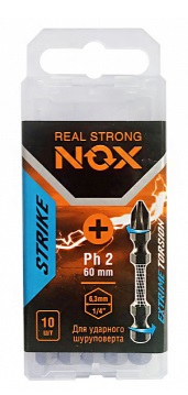 Биты PH2 60мм. NOX STRIKE ударные (уп.10)