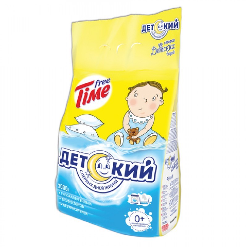 Стир.порошок Free Time ручн. 3кг. Детский