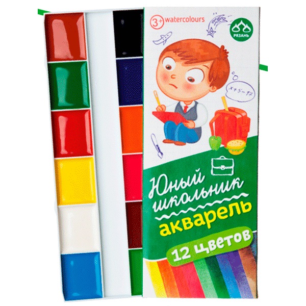 Краски акварель 12цв. Гамма увлечений ЮШ б/кисти