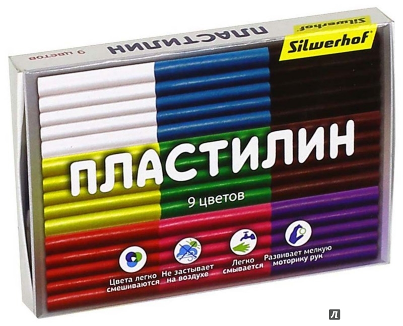 Пластилин 9цв. Silwerhof 90г. Народная коллекция