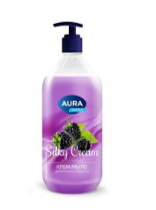 Мыло жидк. AURA 1л. Silky Cream Шелк и ежевика