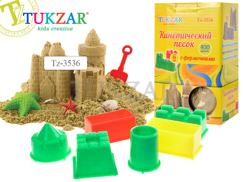 Кинетический песок Tukzar 400 г. в карт. кор. 4 формы