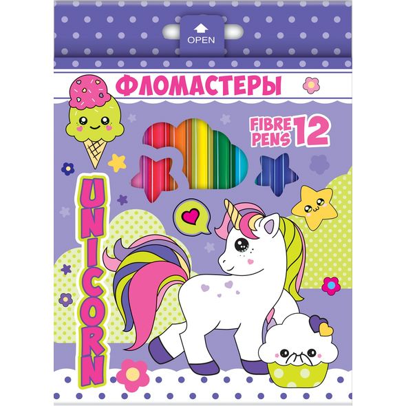 Фломастеры 12цв. Хатбер Смешные единороги