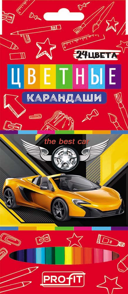 Набор цв. карандашей 24цв. TM "Profit" СУПЕРСКОРОСТЬ пласт.
